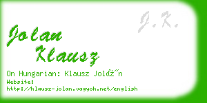 jolan klausz business card